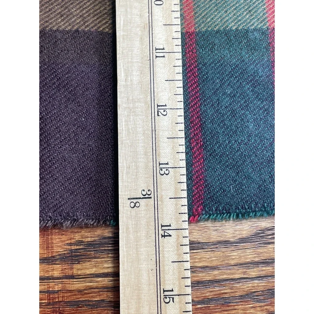 100% Cashmere Infinity Scarf Tartan Plaid Frayed Edge Hem 64